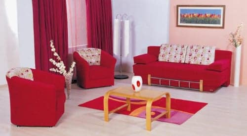 European Red Fashion Sofa Chair Bed Set Accommodates All Your Guests